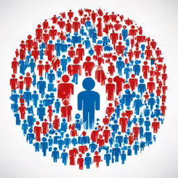 a group of people forming a circle with the shape of a person standing in the center