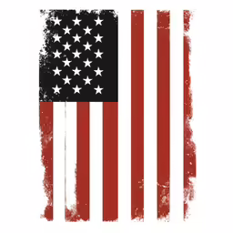 a red and white flag that is painted to look like an american flag