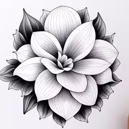 a large white flower with leaves in it