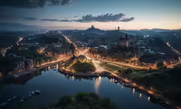 a large body of water with a large city in the background