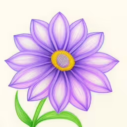 a drawing of a purple flower with green stems,a drawing of a purple flower with green stems,a drawing of a single purple flower,an image of a purple flower in color,a drawing of a purple flower with green stems
