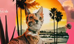 an advertisement for a hair and skin salon featuring a cat