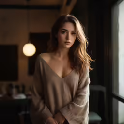 a girl with a very big breast posing for a photograph