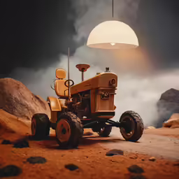 a very unique looking tractor with two wheels