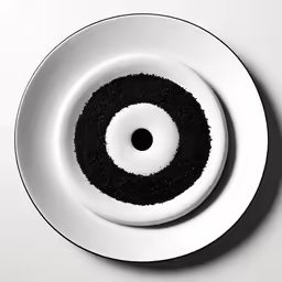 this is a white and black object on a plate