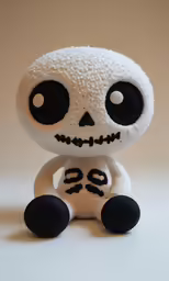 a sugar skull sitting on top of a white table