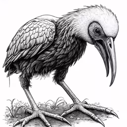 a large bird with a long beak, standing in grass