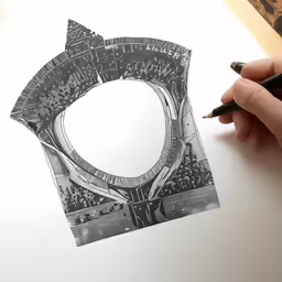 someone is drawing an architectural model in pencil