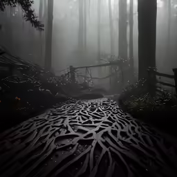 there is a dark photo with some light in it