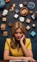 the woman is sitting at the table reading a book