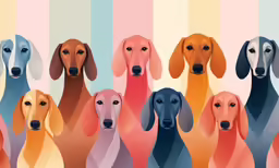 an art print with several dog images on it