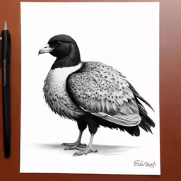 a bird is standing on the table next to some pens