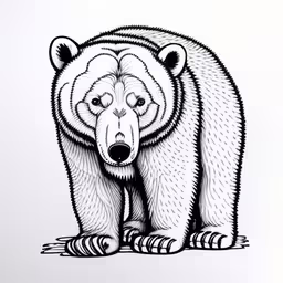 an image of a bear that is black and white,a drawing of a bear with its eyes closed