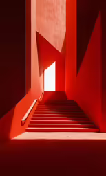 a set of steps leading up to a red room
