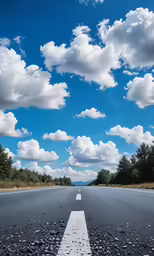 the sky is very cloudy and blue with fluffy clouds