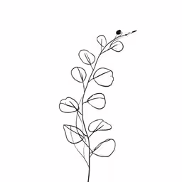 a black and white illustration of a plant with leaves