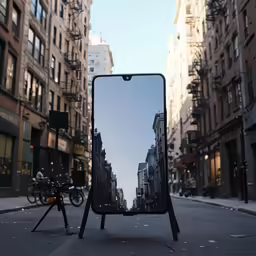 an upside down photo of buildings and bicycles