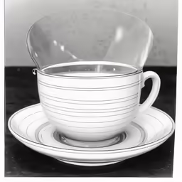 a cup on a saucer sits on top of a plate
