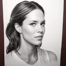 a woman with her hand on her shoulder