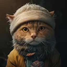 a very cute cat with a furry cap
