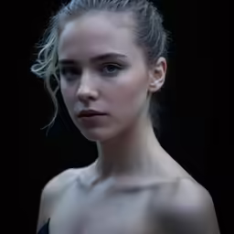 a model with a messy head and blue eyes