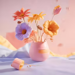 an arrangement of bright wildflowers in a vase