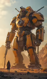 an image of a giant robot on a desert
