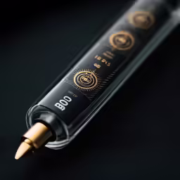 a pen with a small metallic tip sitting on top of a table
