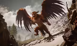 a large brown demon like creature with spread wings