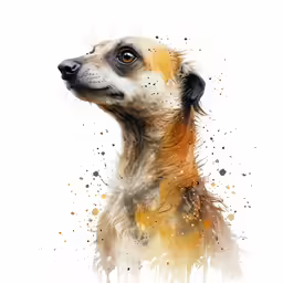 the brown dog is standing up with its head tilted back