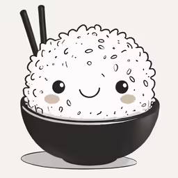 a white plate topped with rice and chopsticks