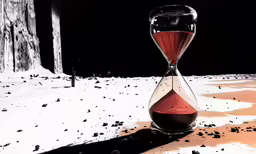 the sand running through the hourglass is so red