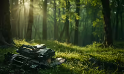 some sort of junk sitting in the grass