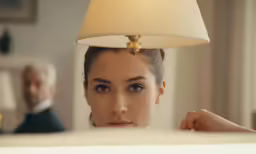 the woman is staring intently into the camera