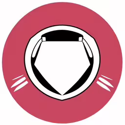 a logo is displayed on a red circle,the logo for a clothing shop or store,the image of a circular with a flat outline on a white background,a white and red button with a design,the logo for the city museum