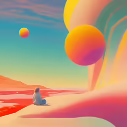 a woman is sitting in a desert like area