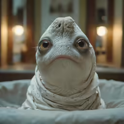 there is a seal sitting in the bath tub