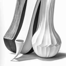 a couple of white vases sitting side by side