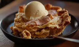 food with some ice cream sitting on top of it