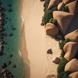 rocks on the beach with green grass