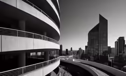an architectural view of skyscrapers and buildings from a high rise