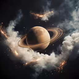 some small objects that are floating in the sky