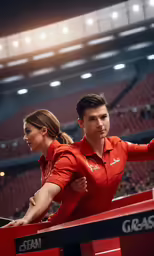 a female track and field athlete stands behind a rail