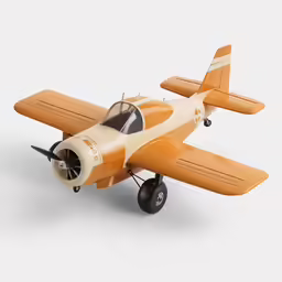 the small yellow model airplane has propellers on it