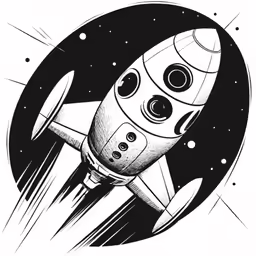 a space rocket with stars and an oval background