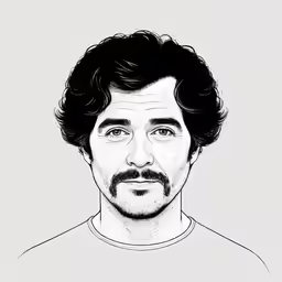a portrait illustration of a man with dark hair and a beard
