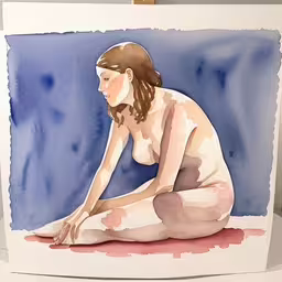 painting on white background of a naked woman