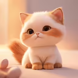 a small stuffed white cat sits beside a stuffed toy teddy bear