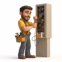 a cartoon man that is touching the wall