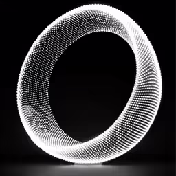 a circular white sculpture with dots in the middle